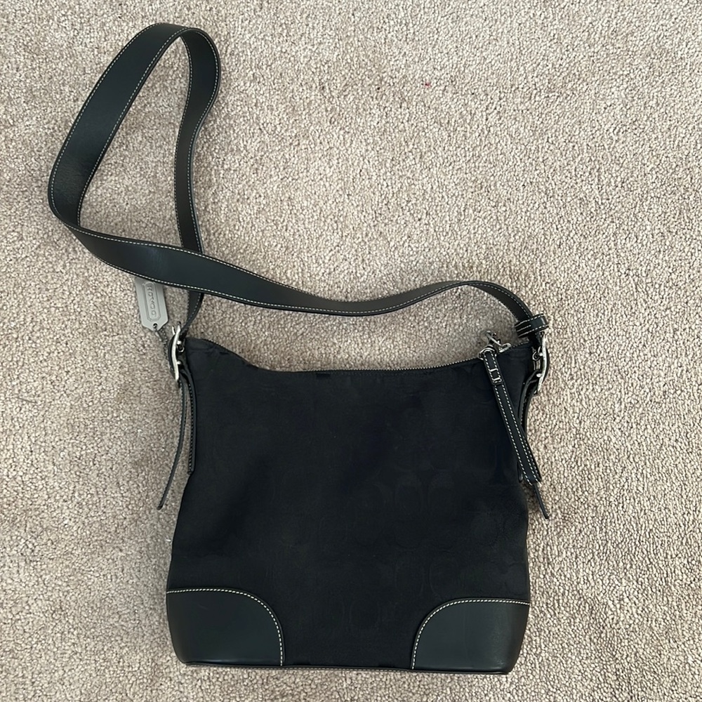 Coach Black V Jacquard Shoulder/ Crossbody Bag
